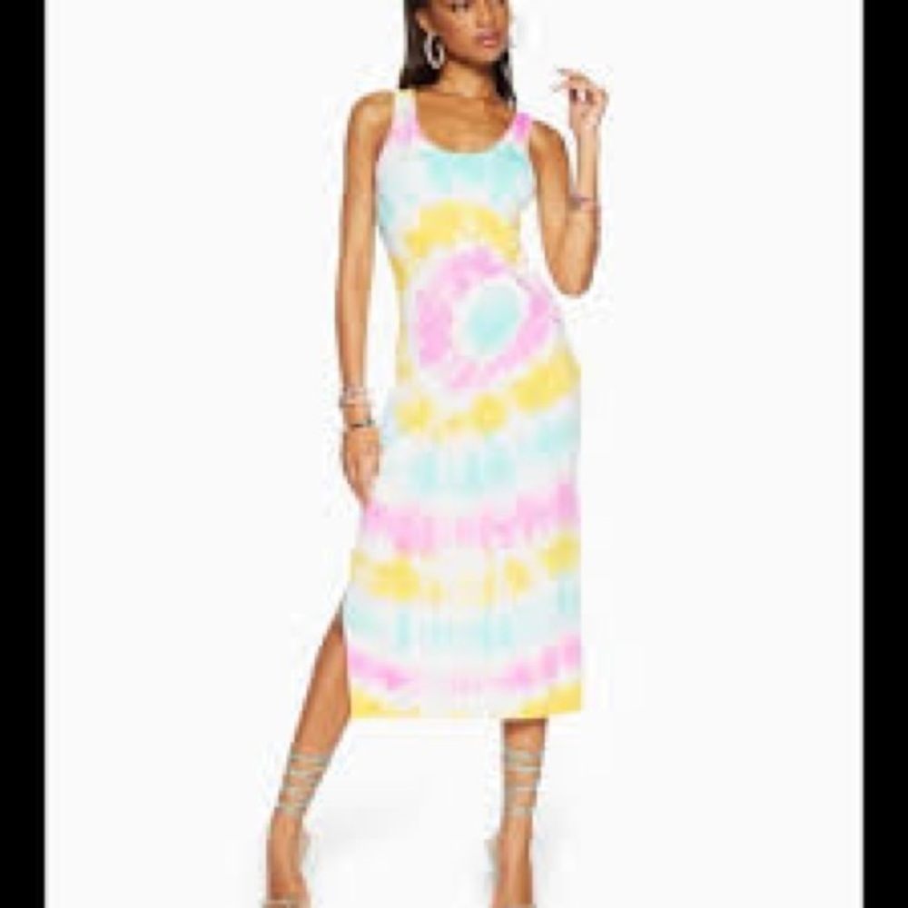 Rammy Brook Colorful Tie-Dye Midi Dress L